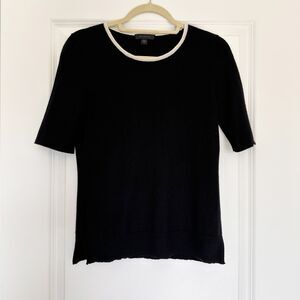 Saks Fifth Avenue 100% Cashmere Sweater Black Short Sleeve Size S